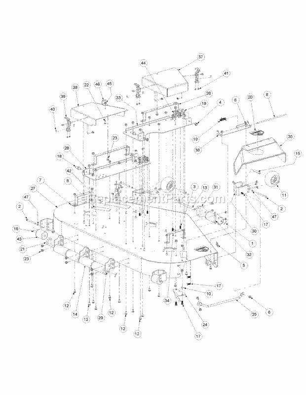 Fabricated Cutter Deck Diagram and Parts List for M60-KW 53CH5D8X750 Cub Cadet Sprayer
